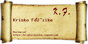 Krisko Füzike névjegykártya